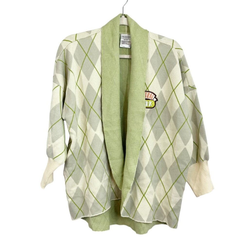 CultureFly Friends Central Perk Green Argyle Cardigan Cosplay Costume Size Small